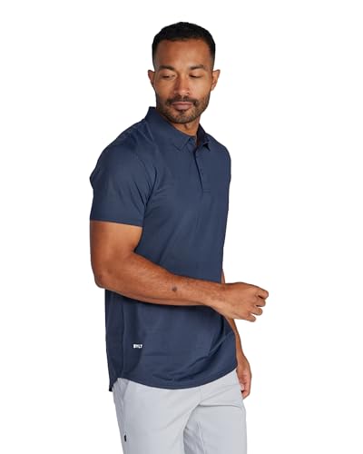 BYLT Basics Men's Active Drop-Cut Polo Shirt - X-Large Navy - Moisture-Wicking, 4-Way Stretch Performance Top