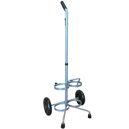 ResOne Dual Oxygen Tank Cart with Wheels & Adjustable Handle - Portable Steel Frame, Holds 2 Cylinders (Variation 1)