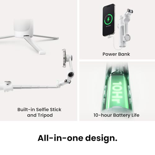 Insta360 Flow 2 Pro Creator Bundle Grey - Foldable AI Phone Gimbal with Tripod, MagSafe, 360° Tracking & Tilt Mode
