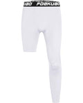 Men's Basketball Compression Pants Full Length Single Leg Tights - White Left Medium