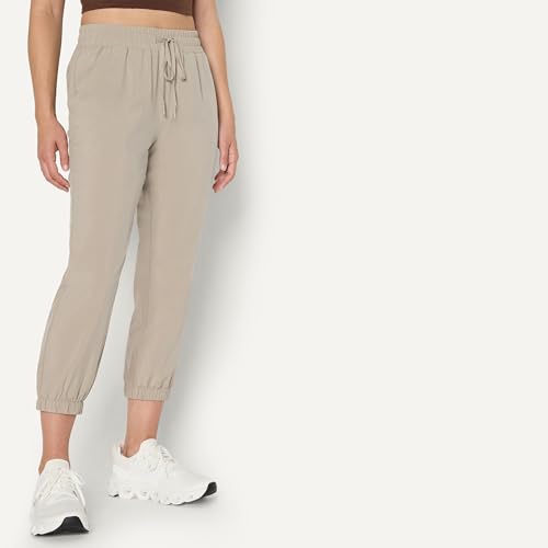 Women's Active Performance Stretch Woven Crop Jogger Pants - Taupe, X-Small