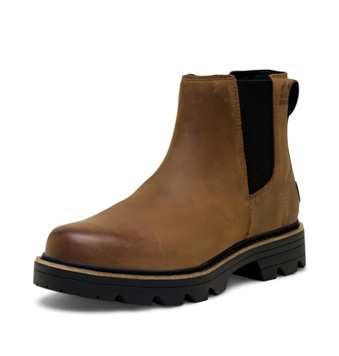 Waterproof Chelsea Boots for Men - Rugged Leather Slip-On Footwear, 7.5 Size - Tobacco & Black