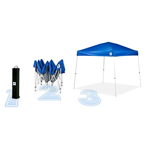 E-Z UP Sierra II 10x10 Royal Blue Instant Pop Up Canopy with Roller Bag & Spike Set