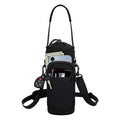 Crossbody Water Bottle Holder with Strap & Phone Pocket - Black, 40 Ounces