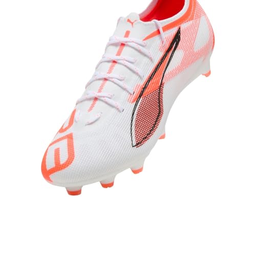 PUMA Ultra 5 Pro Firm Ground Soccer Cleats - White/Black/Red, Artificial & Natural Grass