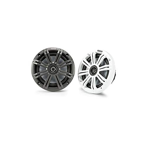 KICKER KM65 6.5-Inch Marine Coaxial Speakers with 3/4-Inch Tweeters, UV-Resistant, Charcoal & White Grilles