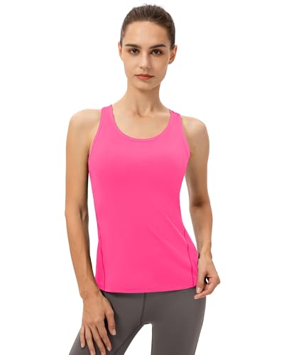 SPVISE 1 Pack Rose Red Racerback Workout Tank Tops for Women Slim Fit Yoga & Running