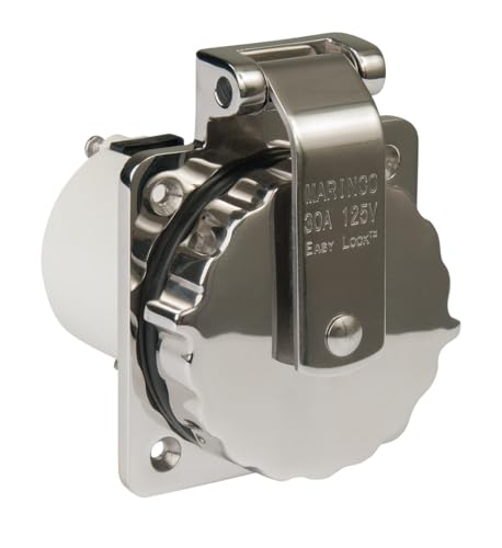 Marinco Stainless Steel 30A 125V Marine Power Inlet - Heavy Duty, UL CSA Approved