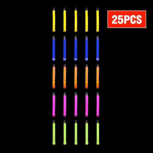 Glow Sticks Bulk Pack 25 Count 6 Inch Party Supplies for Kids & Adults - Color Variations