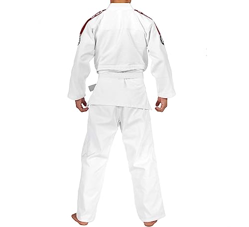 FUJI Kids & Adults White Single Weave Judo Gi Uniform with Belt - Cotton Training Gi