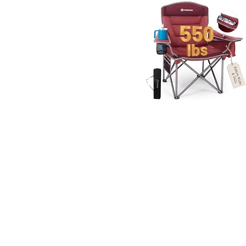 Oversized Camping Chair with Lumber Support - 1 Pack Red/Grey Heavy Duty Folding Chair