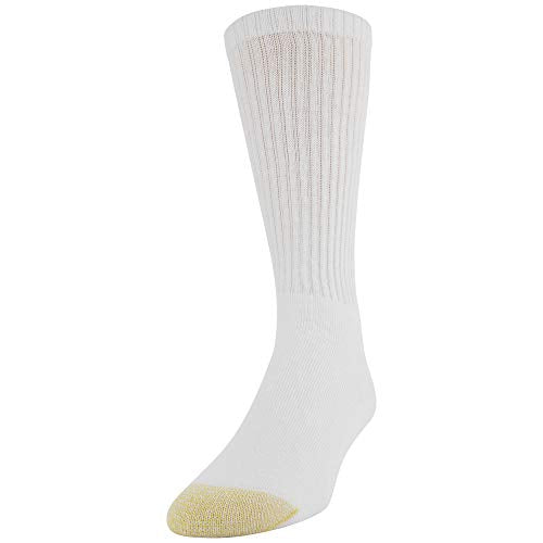 Men's Cotton Athletic Crew Socks - Multipack, White, Large, Reinforced Toe