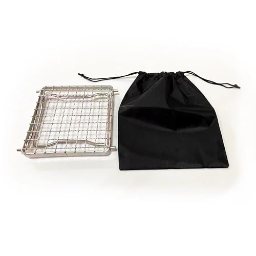 Foldable Camping Grill with Stainless Steel Woven Grate & Storage Bag