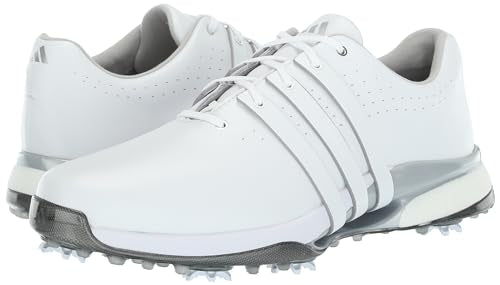 adidas Men's Tour360 24 Golf Shoes 9.5 White Silver Metallic Waterproof