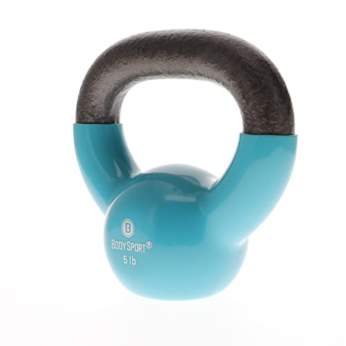 Cast Iron Vinyl Coated Kettlebell for Strength Training - Multiple Weights