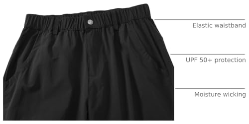 Women's Lightweight Hiking Pants - Quick Dry, UPF 50, Cargo with 6 Pockets, Large Black
