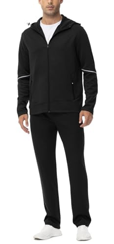 Men's 2-Piece Track Sweat Suit Set with Hood - Black, 4X-Large