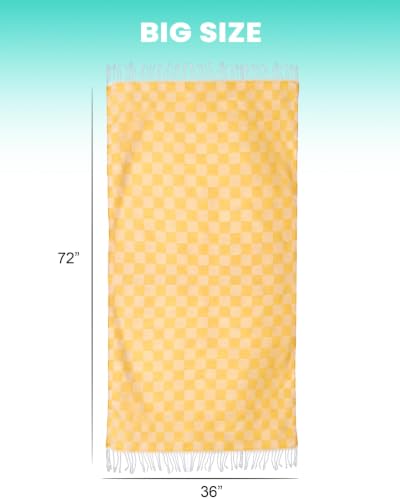 Mixed Checkered Beach Towel Set 72x36 Inch Sandproof Quick Drying Large