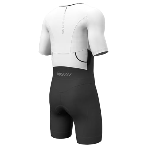 Men's Triathlon Suit High Elasticity Breathable Quick-Dry Cycling Swimskin Race Skin Suit - White Large