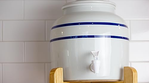 Porcelain Water Dispenser 2.5 Gallon Classic Blue Stripe - Lead-Free & BPA Free