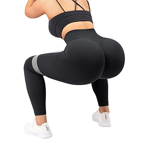 MOOSLOVER Medium Black Seamless High Waist Butt Lifting Leggings for Women - Workout & Yoga Pants