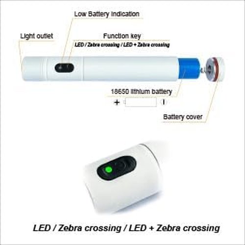 Danpon-PL-21, Laser Point Zebra Crossing- LED Pedestrians Crossing the Road are Advised Can be Mounted on Elderly Walking Canes, Bicycles. Pet Cat/Dog usable at Night Laser Class 2 and IEC60825