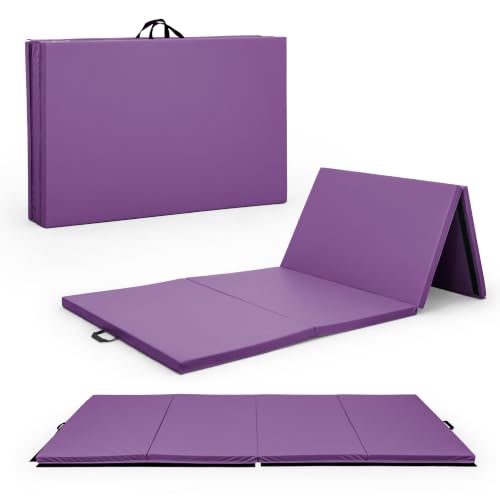 2-Inch Thick Folding Exercise Mat for Gymnastics & Fitness - Purple, 10x4 ft