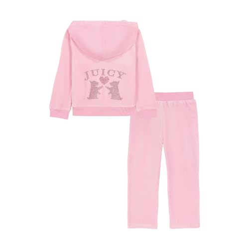 Kids Velour Jog Set 2pc Zip Up Tracksuit - Rose, 3T