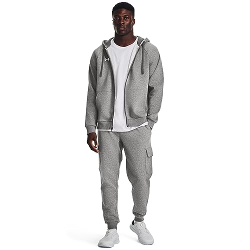 Under Armour Men's Rival Fleece Full Zip Hoodie Castlerock Light Heather Large