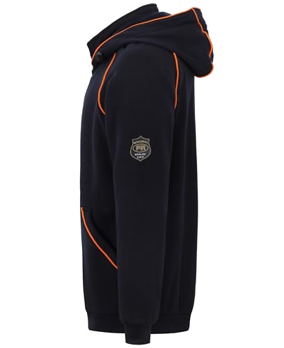 Medium Navy BOCOMAL FR Heavyweight Fleece Hooded Work Jacket with Zipper Front