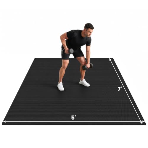 Large Exercise Mat - Black / 7x5 ft | 8mm PVC Workout & Yoga Mat