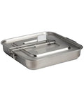 Camping Cookware Set with Stainless Steel Square Pan, Folding Spatula & Cutting Board