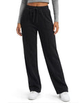 X-Large Extra Tall Wide Leg Sweatpants for Women with Front Seam & Pockets - Black 32/34 Inseam