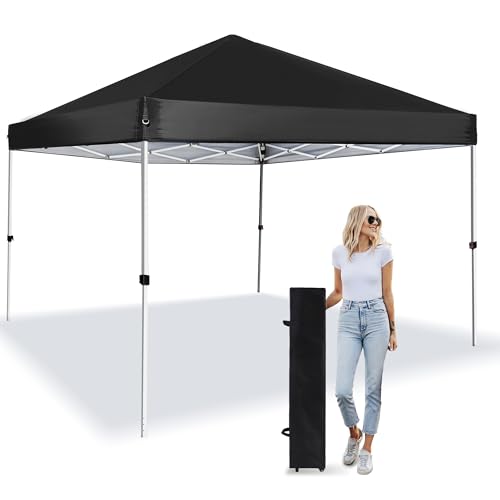 8x8 ft Pop Up Canopy Tent with Backpack Bag Waterproof Portable Sun Shelter Black