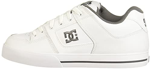 DC Men's Pure Casual Low Top Skate Shoe, White/Battleship/White, 8 D US