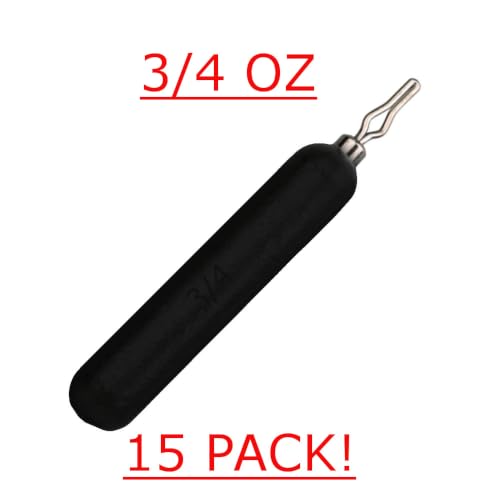 Drop Shot Weights for Bass Fishing - Skinny Pencil Sinkers 3/4 Oz Black 15-Pack