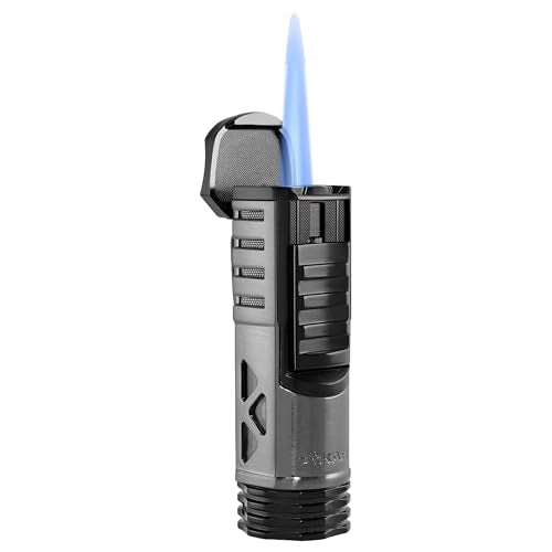 XIKAR Tactical Single-Jet Lighter Gunmetal & Black - Rugged Outdoor Flame