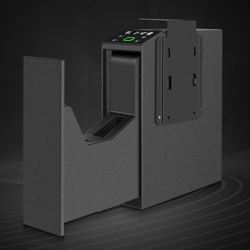 Biometric Slider Handgun Safe with LCD Screen, Temp & Humidity, Key & PIN Access - Heavy Duty