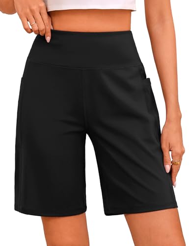 Large Quenteen Women's Bermuda Long Shorts 9-Inch Casual Athletic Pants with Pockets