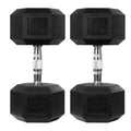 HulkFit 50 lb Rubber Coated Hex Dumbbells Set of 2 – Non-Slip Hand Weights for Home Gym