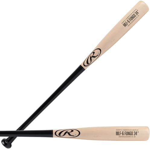Infield Rawlings Maple Fungo Bat - 34" Black/Natural, Durable Wood Training Bat