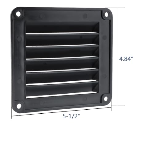Marine Vent 5-1/2 Inch Louvered Plastic Through Vent for Boat and Caravan, Black