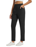 Baleaf Women's Petite Travel Stretchy Work Pants with Zip Pockets - Medium / 27'' Black