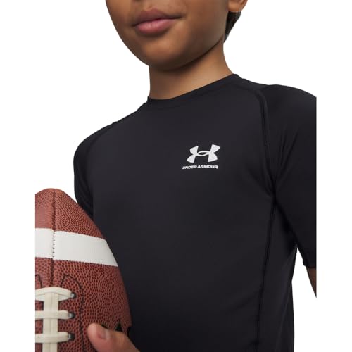 Under Armour Kids HeatGear Armour Short Sleeve T-Shirt - Small, Black & White