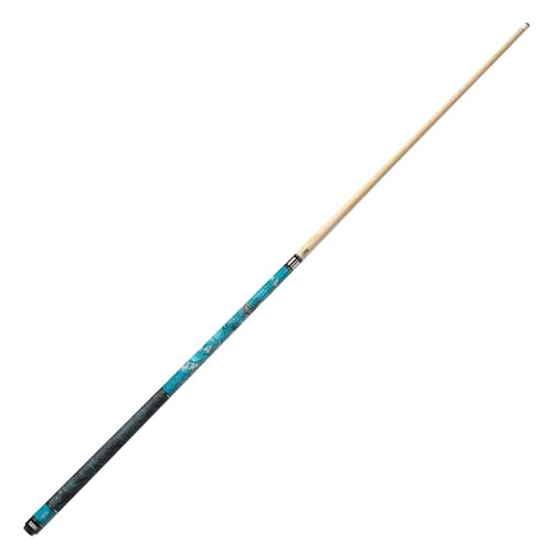 Pool Cue with Black Case - 19oz, 58 Inches, Mythological Symbols, Blue Dragon Variation