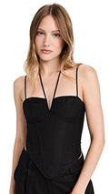 Lioness Women's Corset Top - Linen Blend Crop Top, Black, Medium