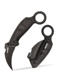 Black Karambit Folding Knife with G10 Handle 2.25" D2 Steel Blade - EDC Tactical Knife