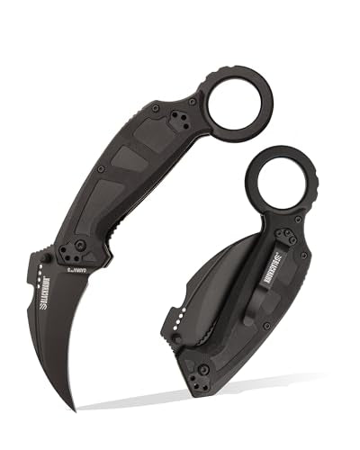 Black Karambit Folding Knife with G10 Handle 2.25" D2 Steel Blade - EDC Tactical Knife