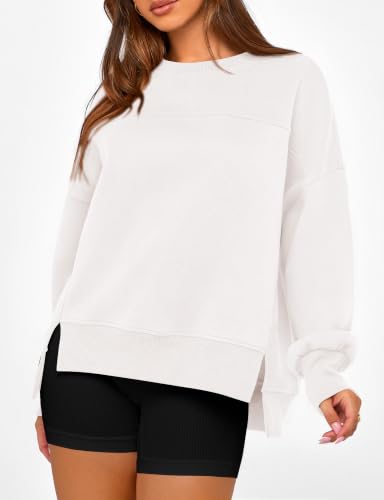 Women's Crewneck Fleece Sweatshirt - Medium White Pullover