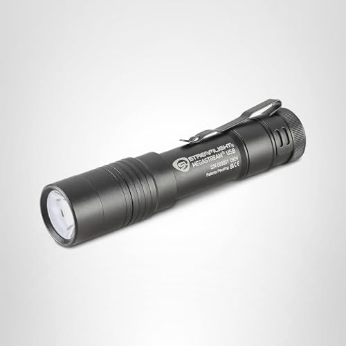 Streamlight 66210 MegaStream USB 1800-Lumen 26000-Candela Rechargeable EDC Flashlight Includes Rechargeable Battery, USB-C Cable, and Holster, Black